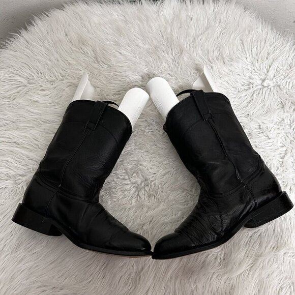 DAN POST MEN'S BLACK WESTERN COWBOY BOOTS ROPER CALF HEIGHT STYLE 26595 SIZE 10M - Picture 7 of 10